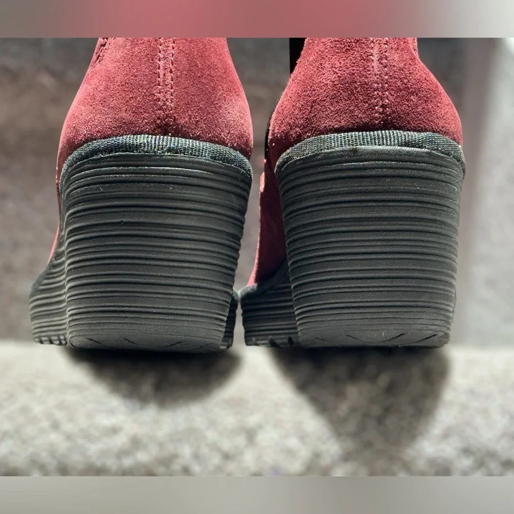 SOLD NEW Fly London Wine Suede Leather Wedge Ankle Boots Pull-On Women’s US 7.5 - Picture 9 of 10